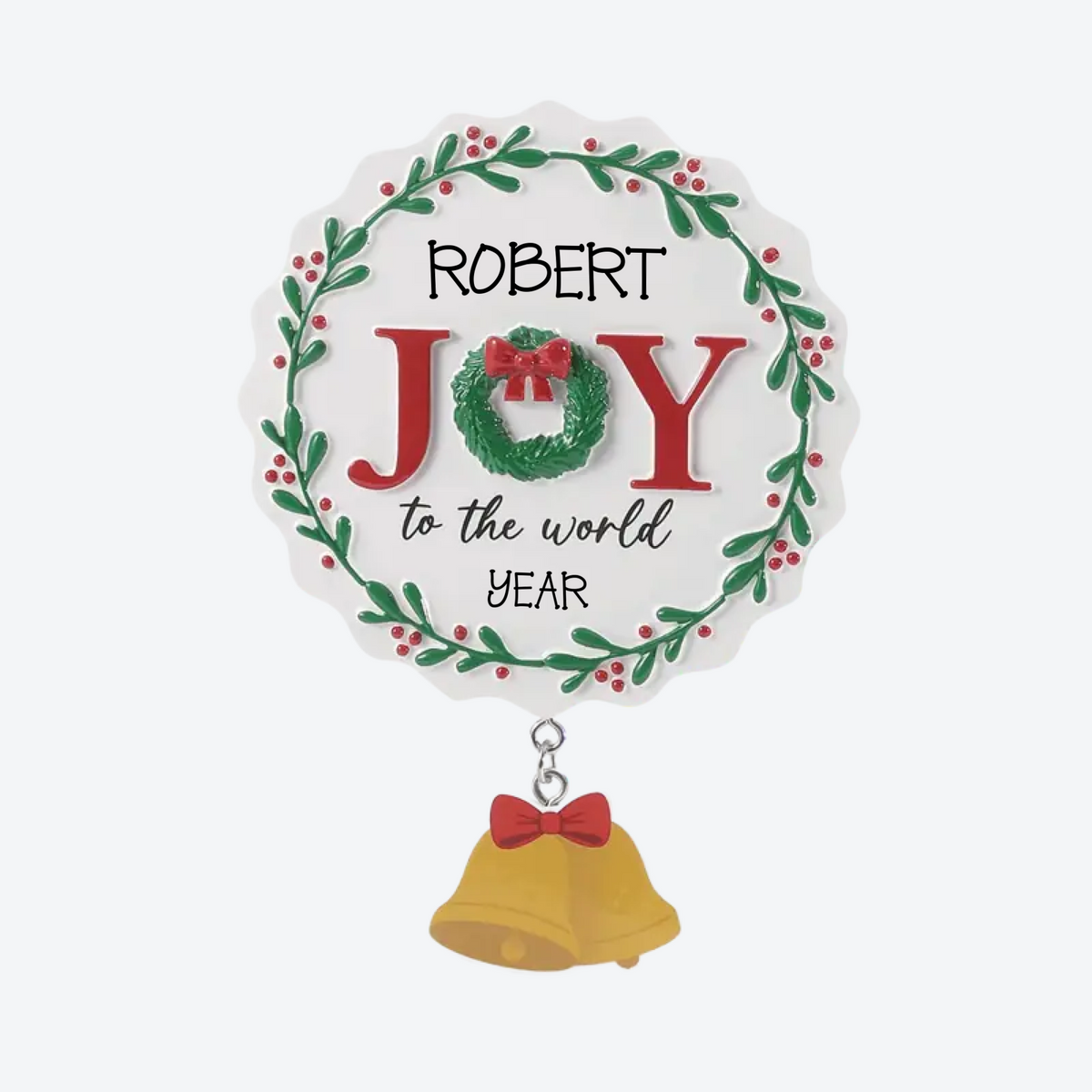 Joy To The World Wreath Personalized Christmas Ornament