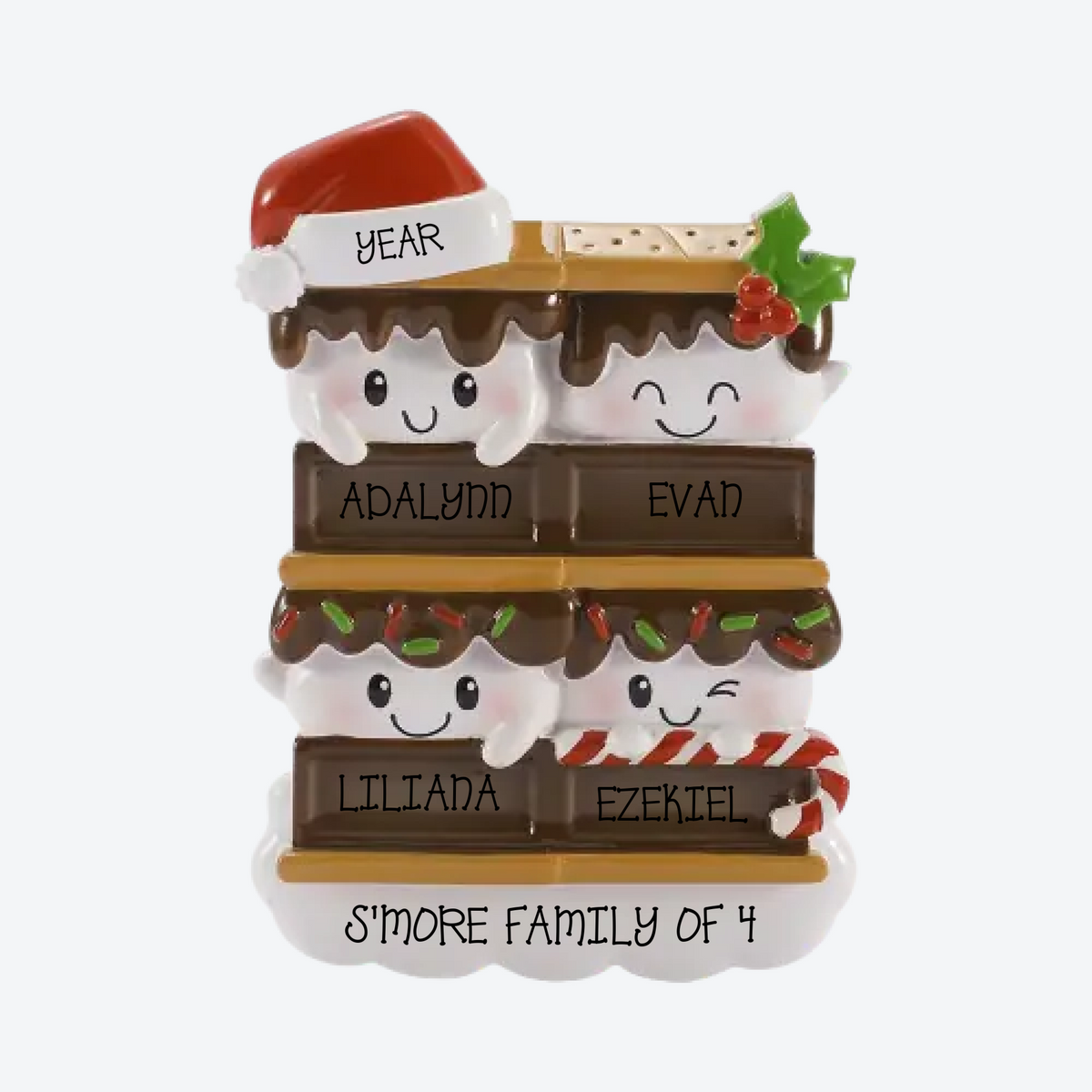 S'more Family of 4 Personalized Christmas Ornament