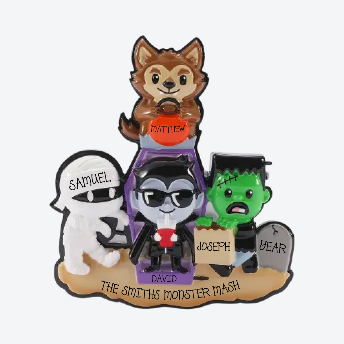 Halloween Monster Family of 4 Personalized Christmas Ornament