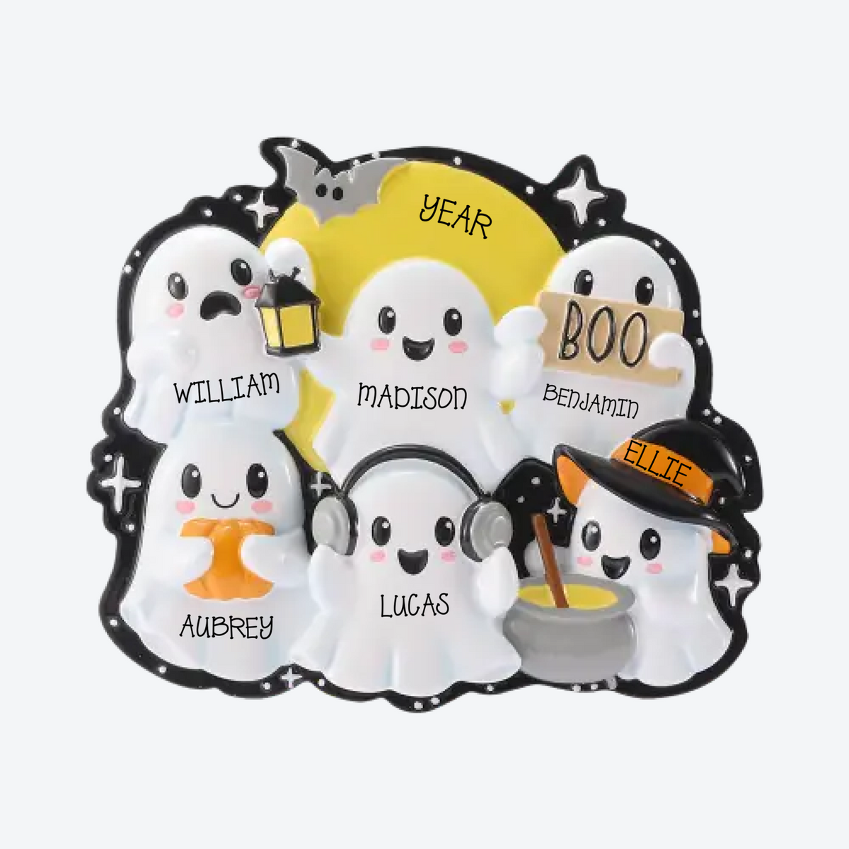 Halloween Ghost Family of 6 Personalized Christmas Ornament