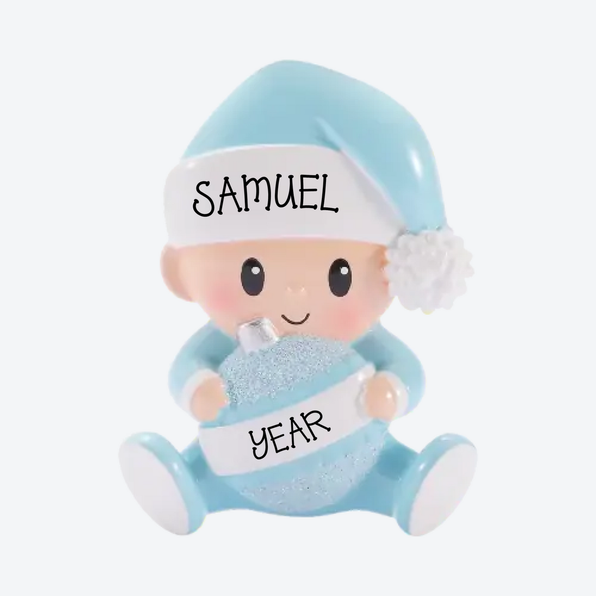 Baby Decorating Blue Personalized Christmas Ornament