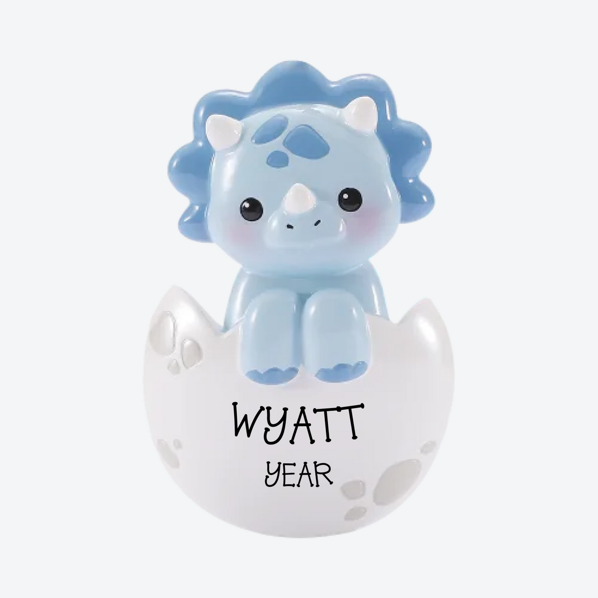 Baby Triceratops Blue Personalized Christmas Ornament