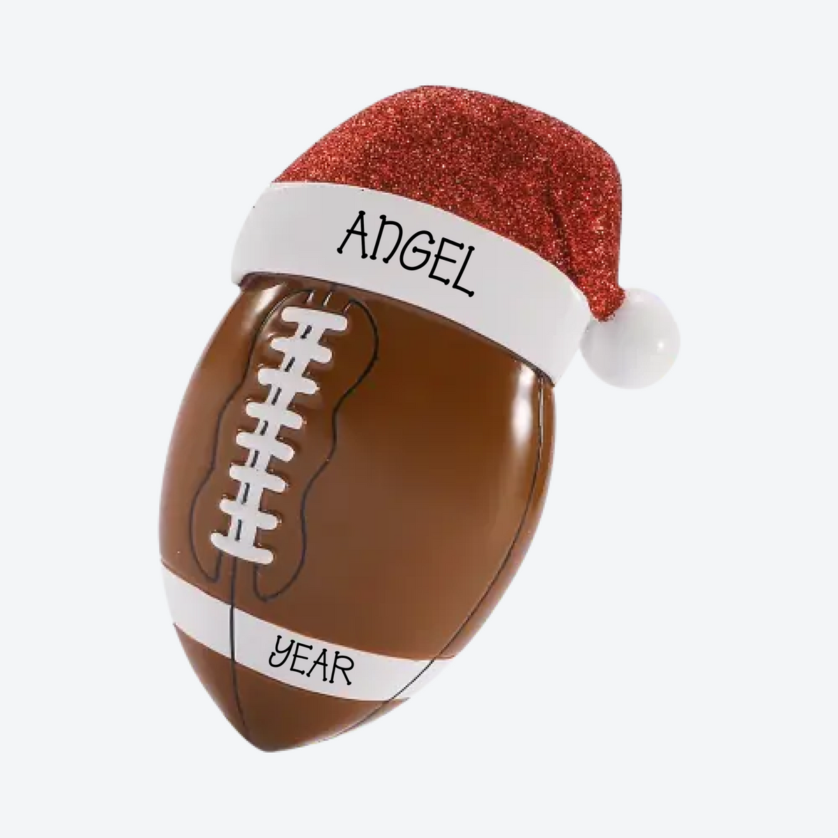 Football with Santa Hat Personalized Christmas Ornament