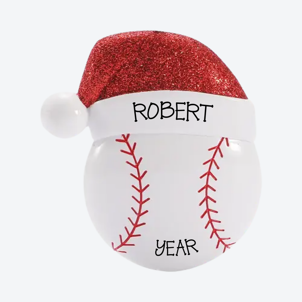 Baseball with Santa Hat Personalized Christmas Ornament