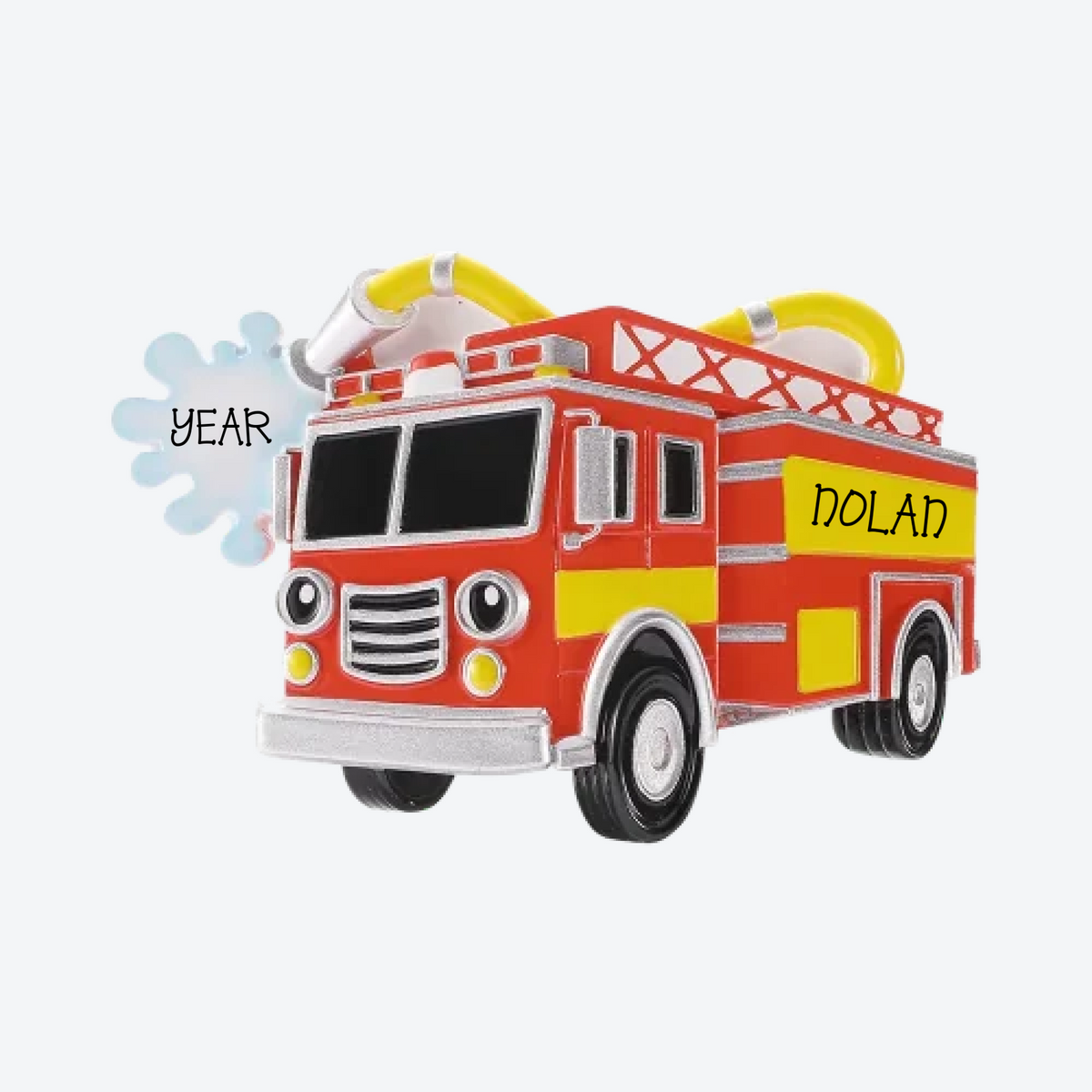 Firetruck With Headlight Eyes Personalized Christmas Ornament