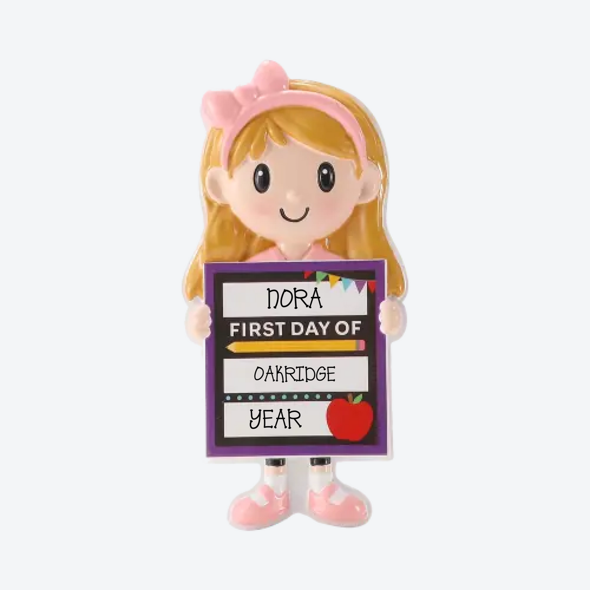 First Day of School Banner Girl Personalized Christmas Ornament