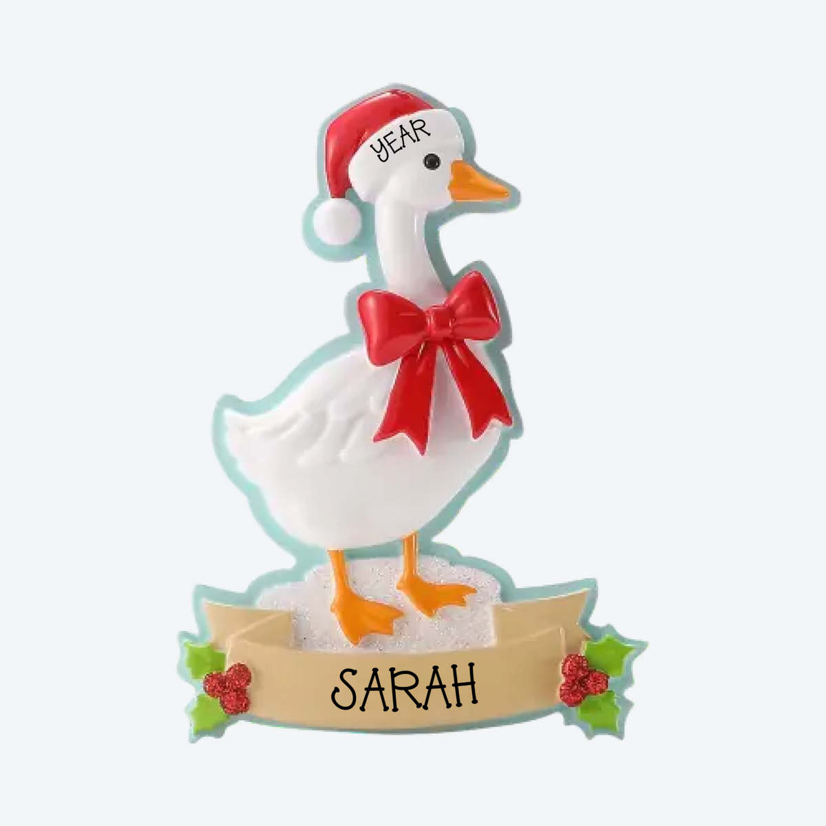 Christmas Goose In A Santa Hat Personalized Christmas Ornament