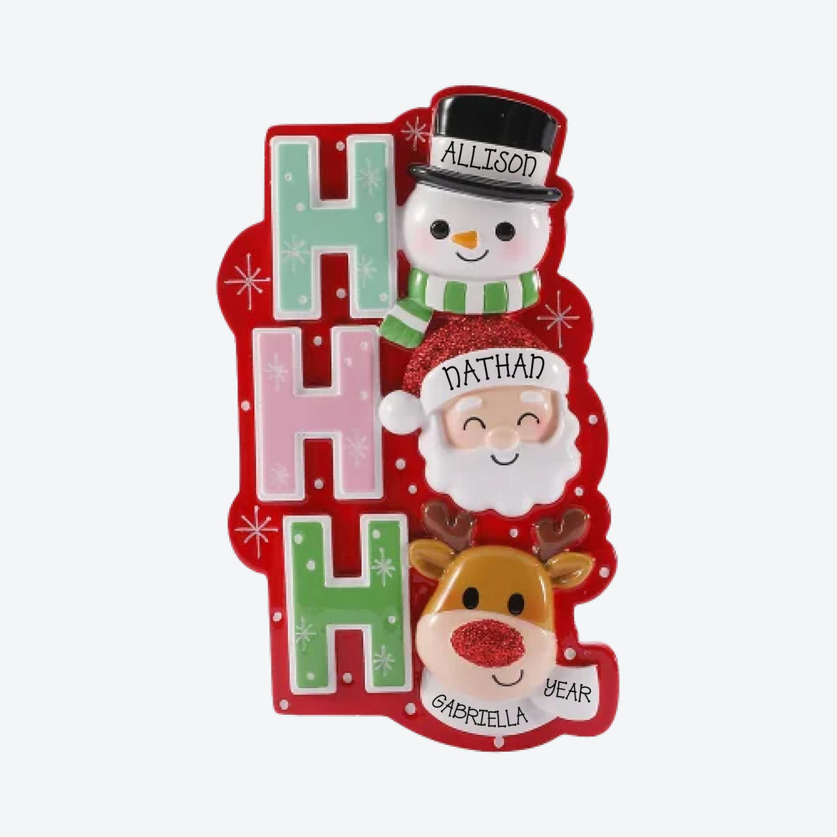 HO HO HO Christmas Characters Personalized Christmas Ornament