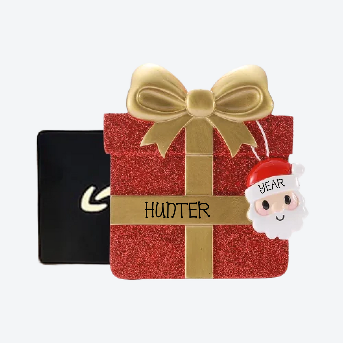 Red Glitter Gift Box Money Holder Personalized Christmas Ornament