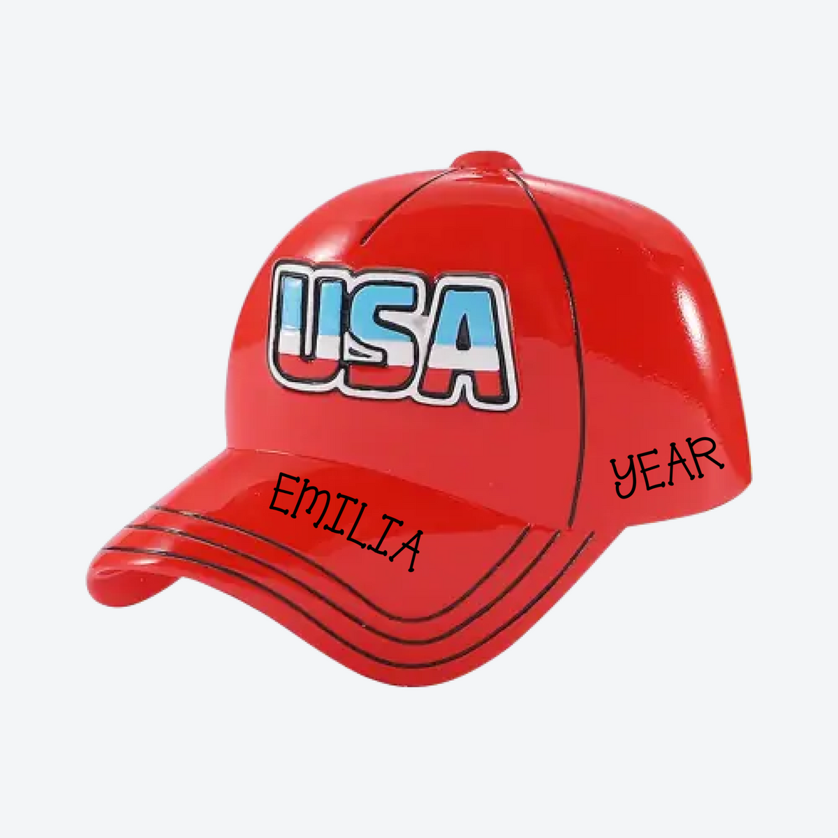 USA Red Baseball Cap Personalized Christmas Ornament