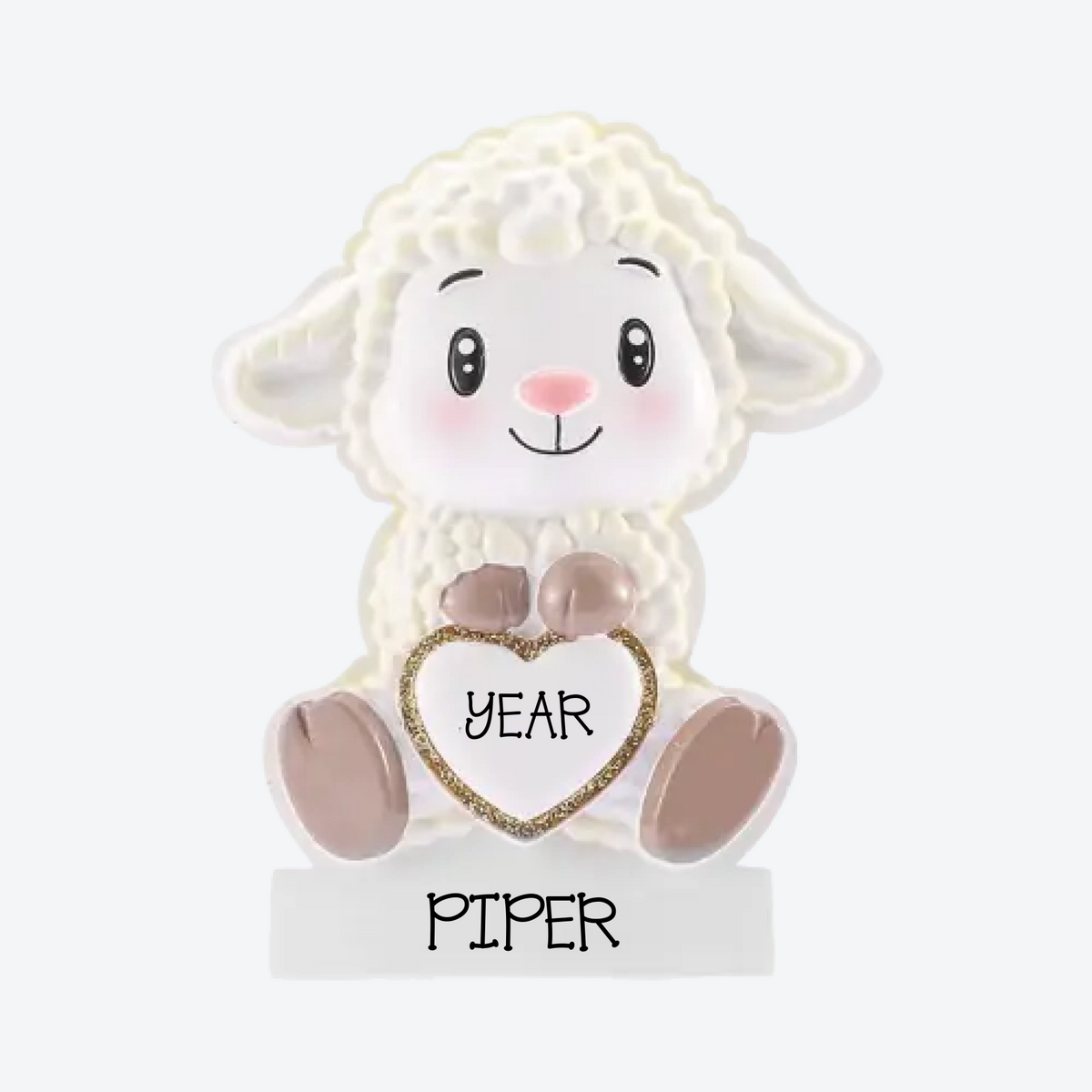 Godchild Lamb with Heart Personalized Christmas Ornament