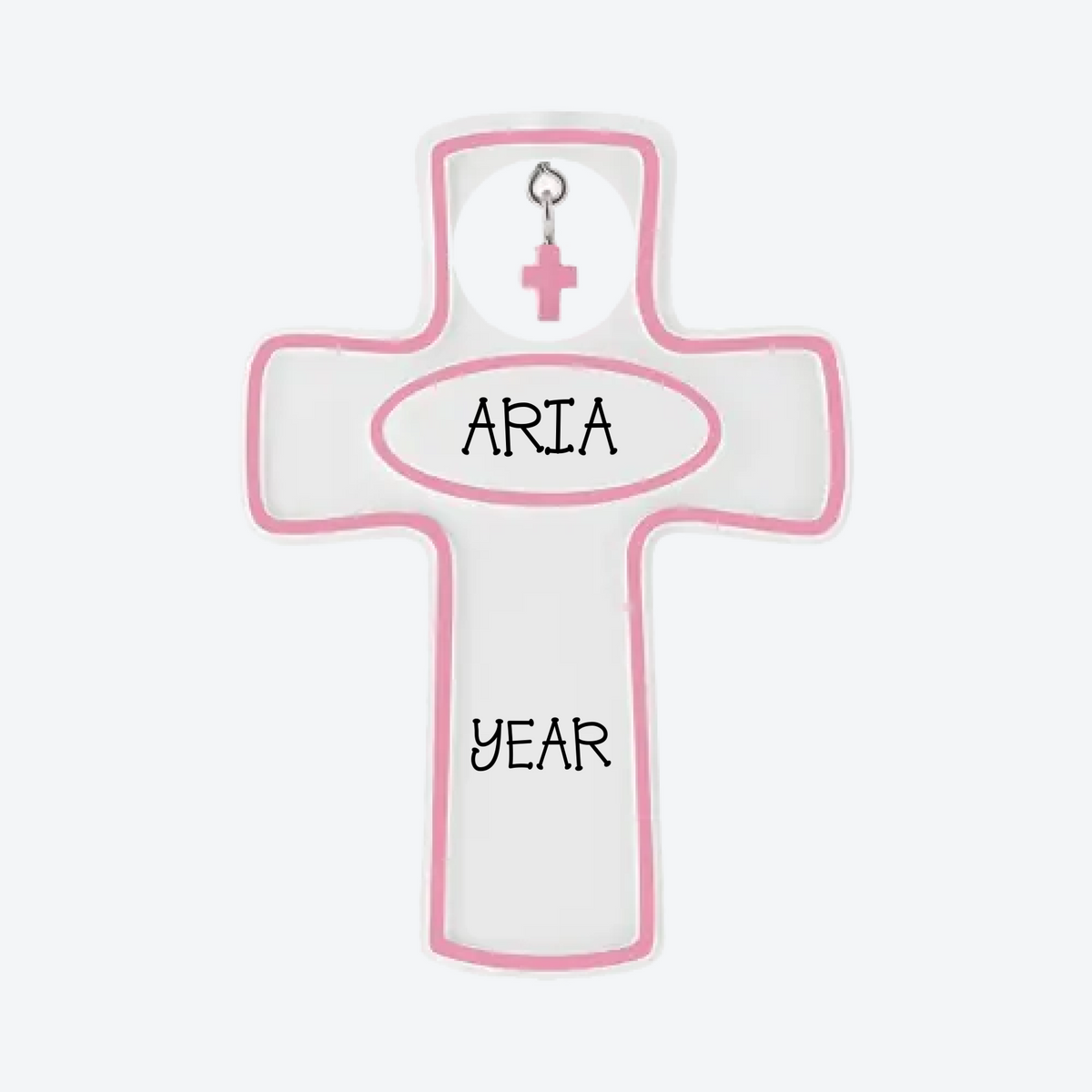 Child Cross Pink Personalized Christmas Ornament
