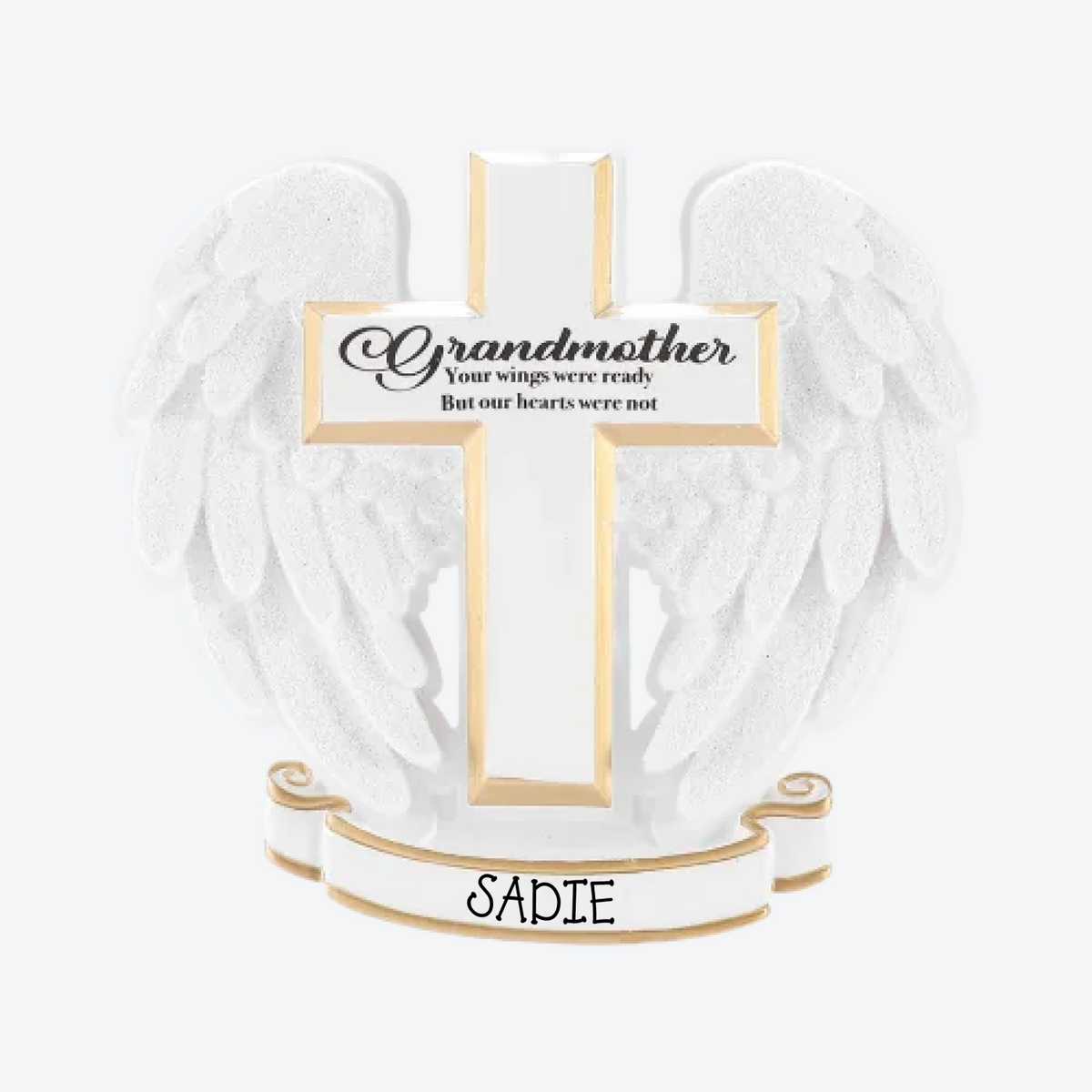 Cross with Wings Personalized Christmas Ornament