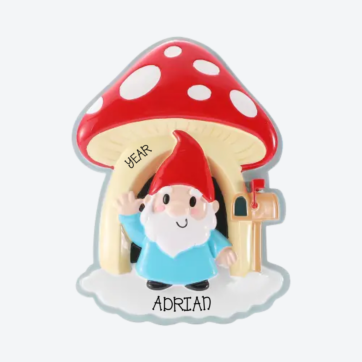 Gnome and His Mushroom House Personalized Christmas Ornament