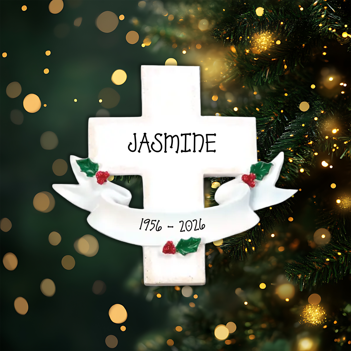 Memorial Cross Personalized Christmas Ornament