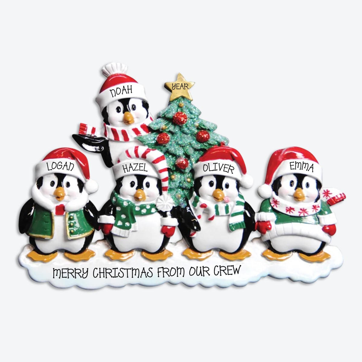 EXCLUSIVE Penguin Family of 5 Personalized Christmas Ornament