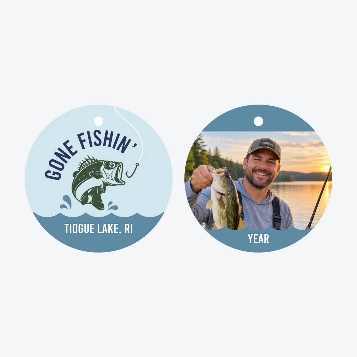 Personalized Gone Fishing Photo Christmas Ornament
