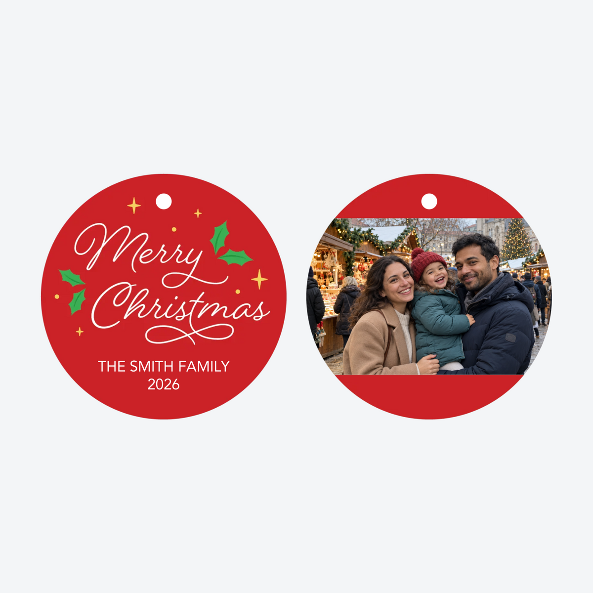 Personalized Merry Christmas Family Photo Christmas Ornament
