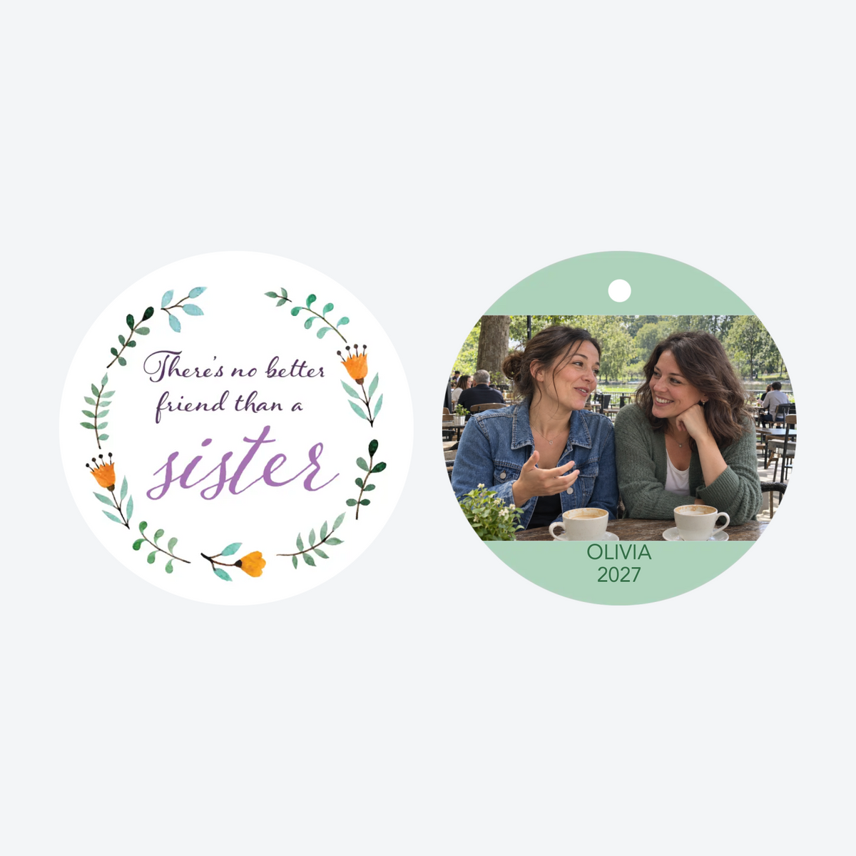 Personalized Sisters Photo Christmas Ornament