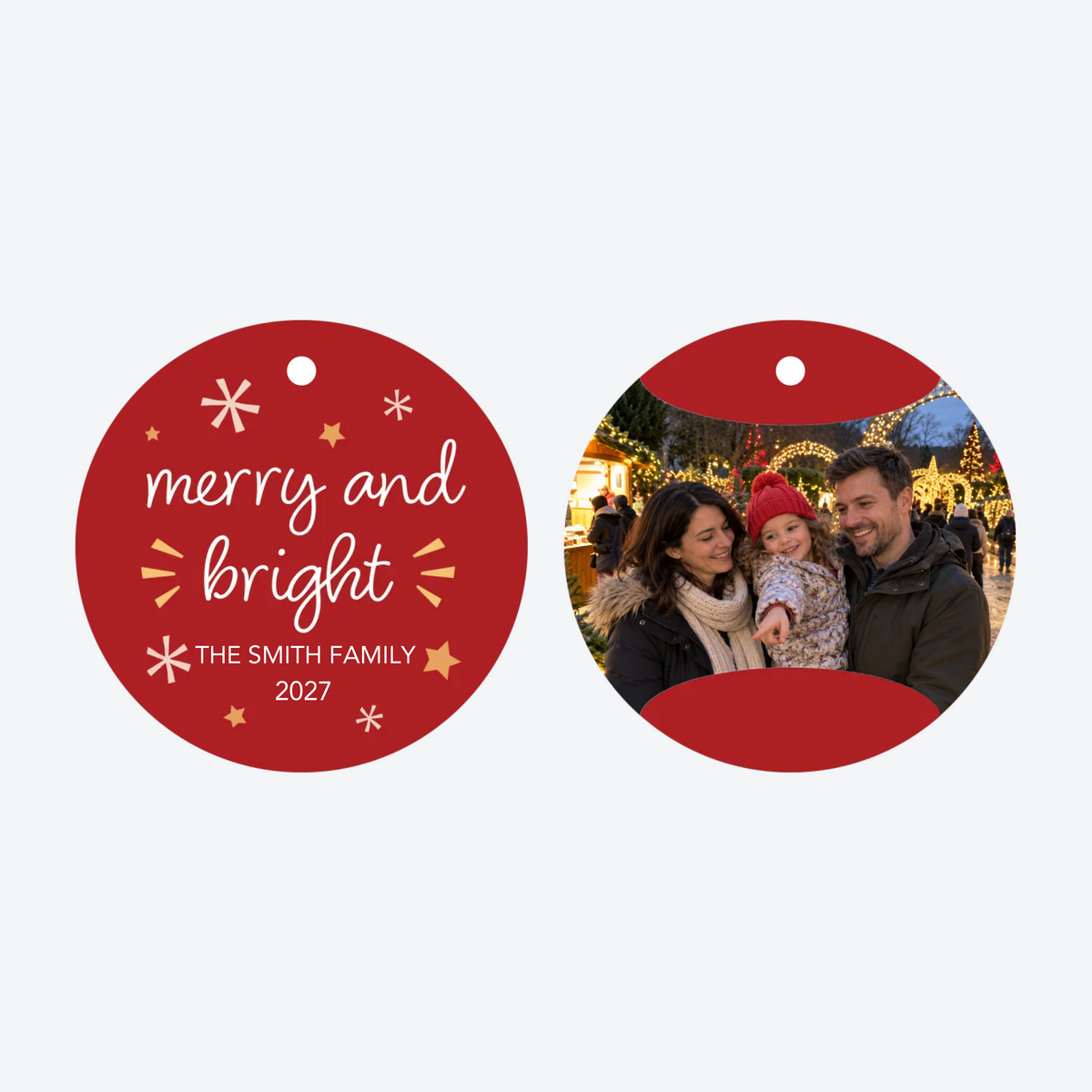 Personalized Merry & Bright Photo Christmas Ornament