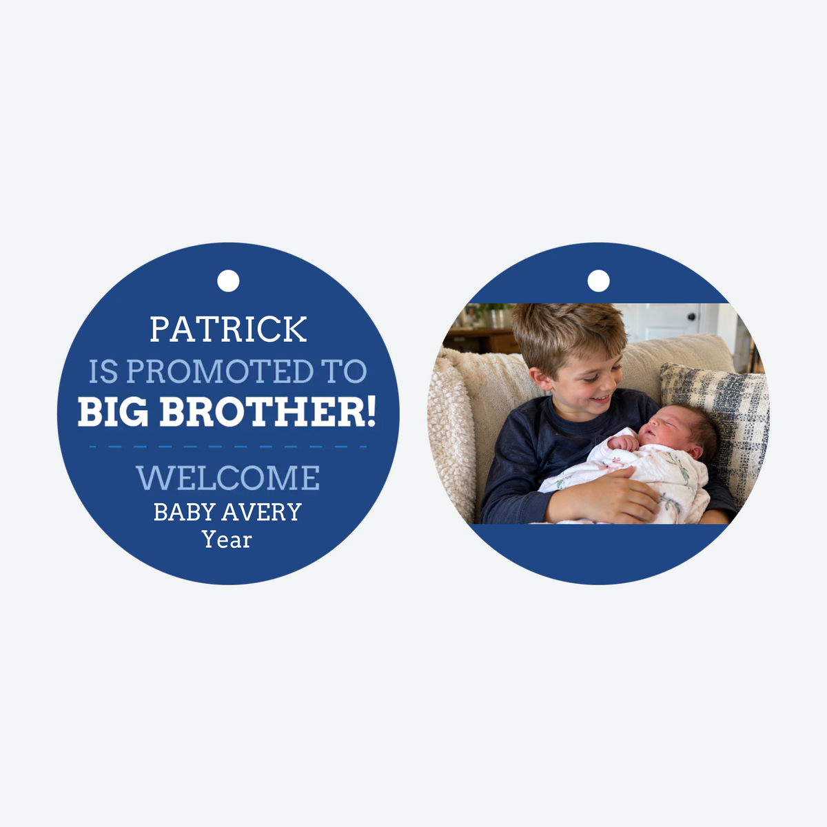 Personalized Promoted to Big Brother Photo Christmas Ornament