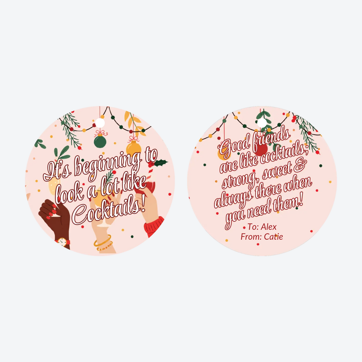 Personalized Friends & Cocktails Christmas Ornament