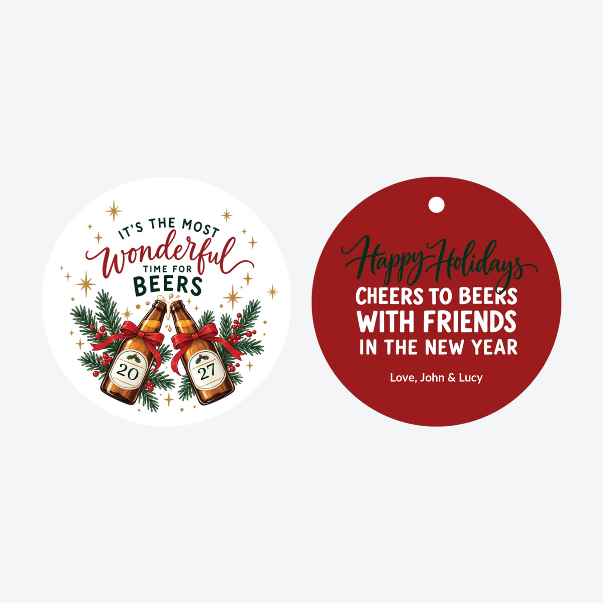 Personalized Beer Drinkers Christmas Ornament