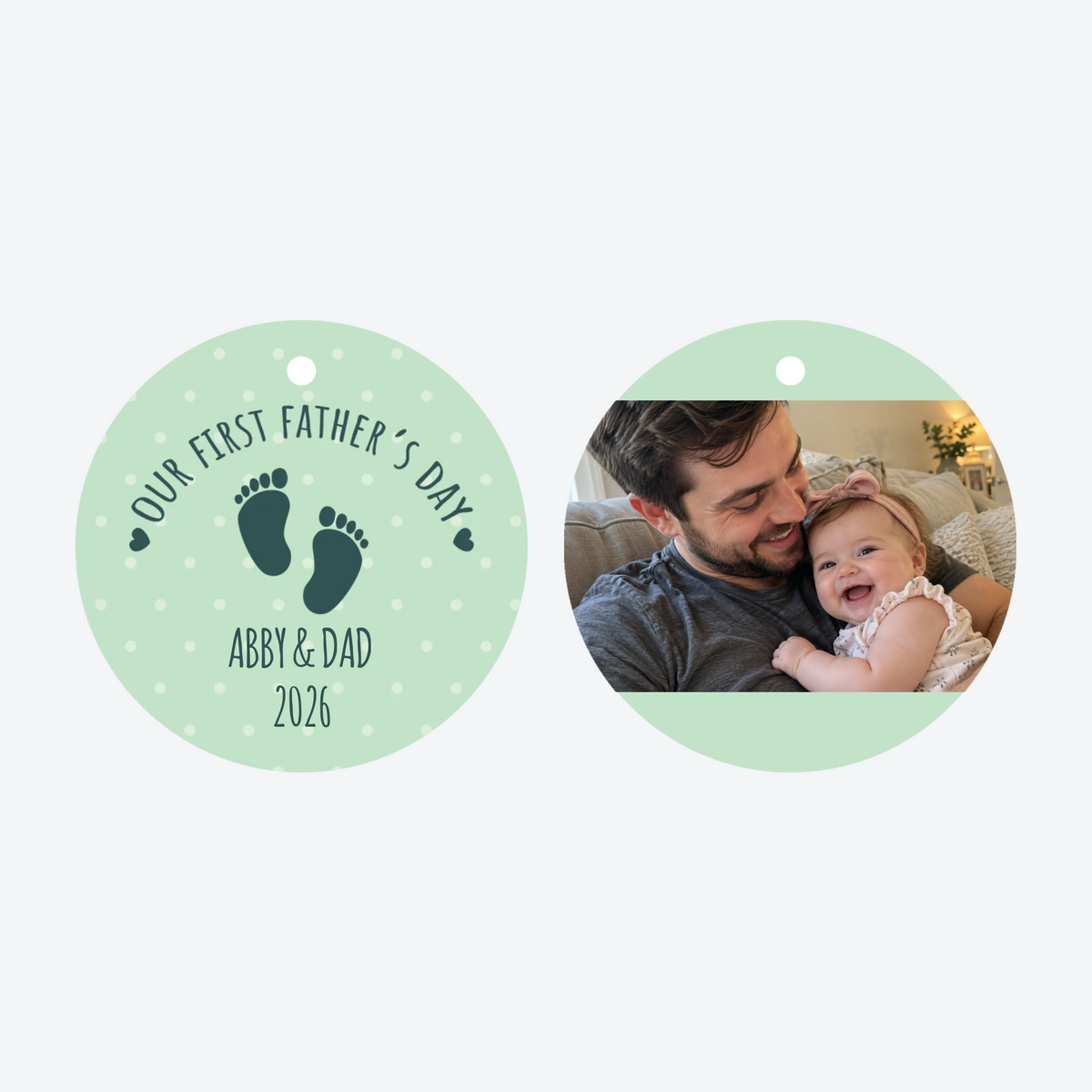 Personalized First Father's Day Photo Christmas Ornament