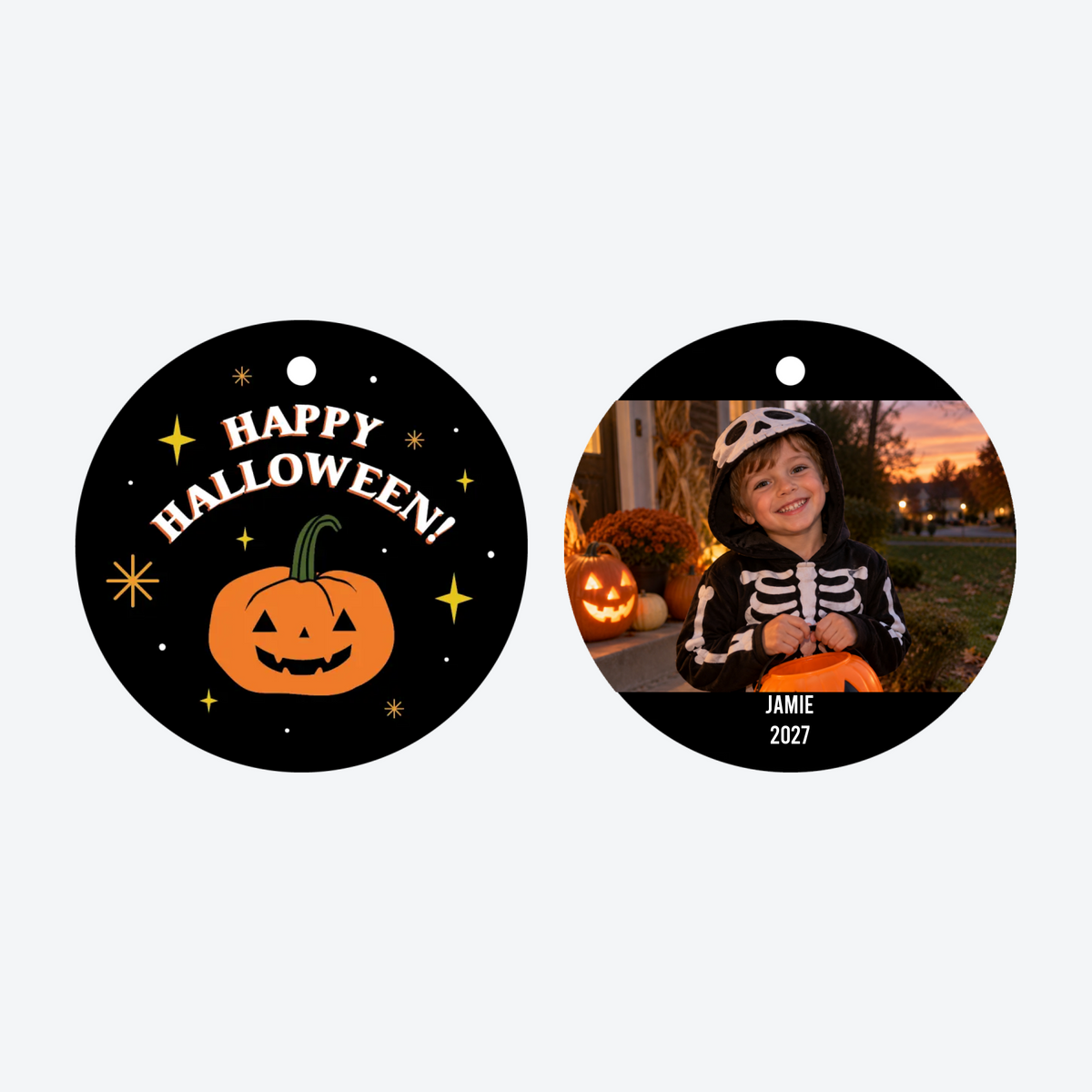 Personalized Halloween Pumpkin Photo Christmas Ornament