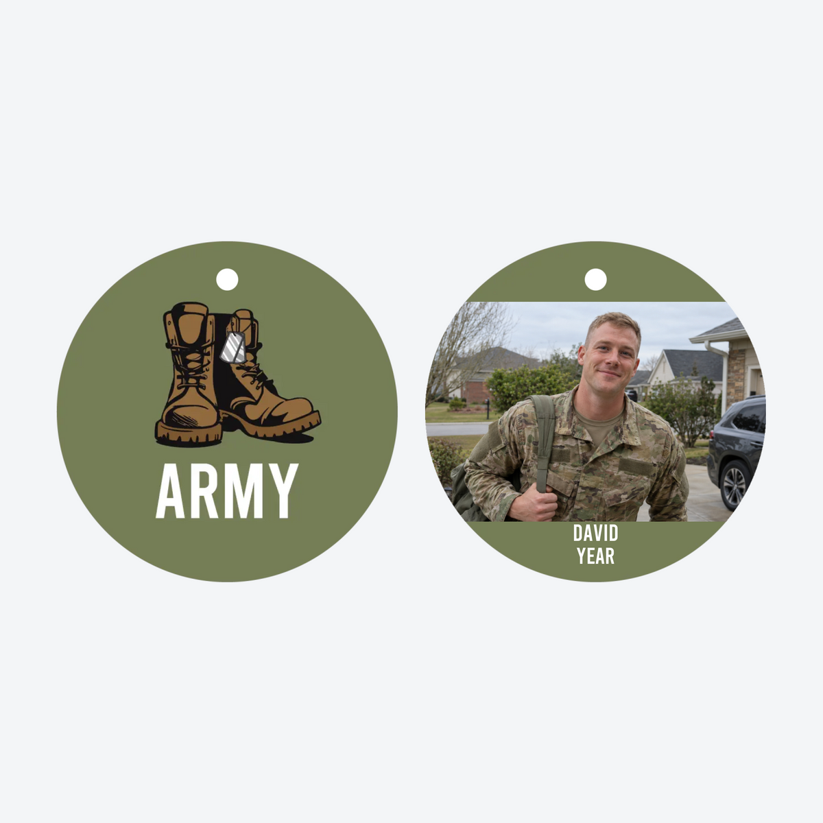 Personalized Army Photo Christmas Ornament