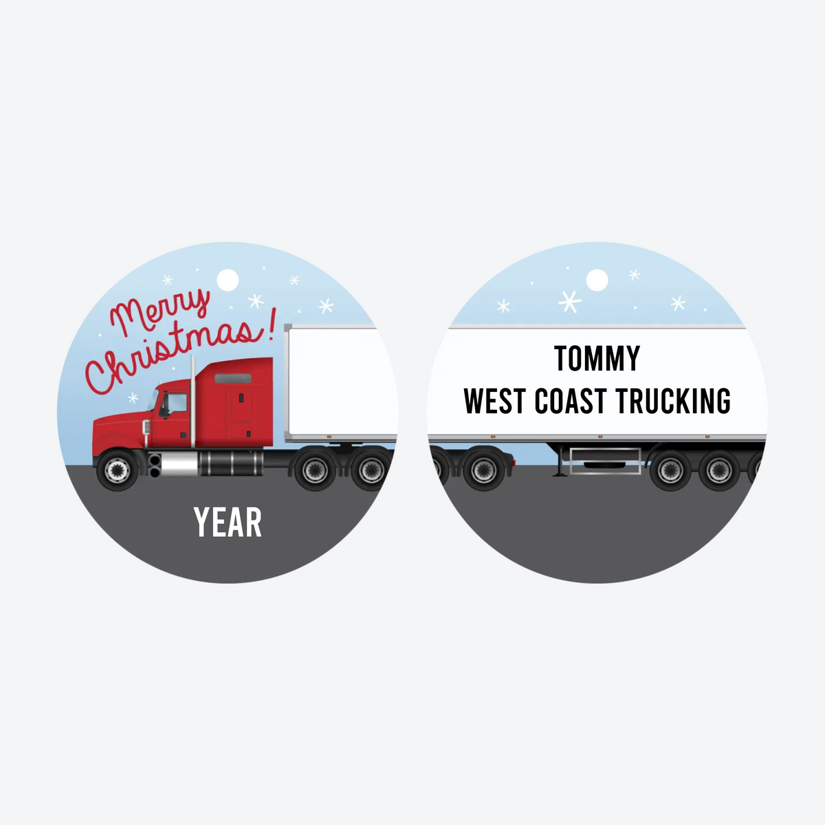 Personalized Semi Truck Christmas Ornament