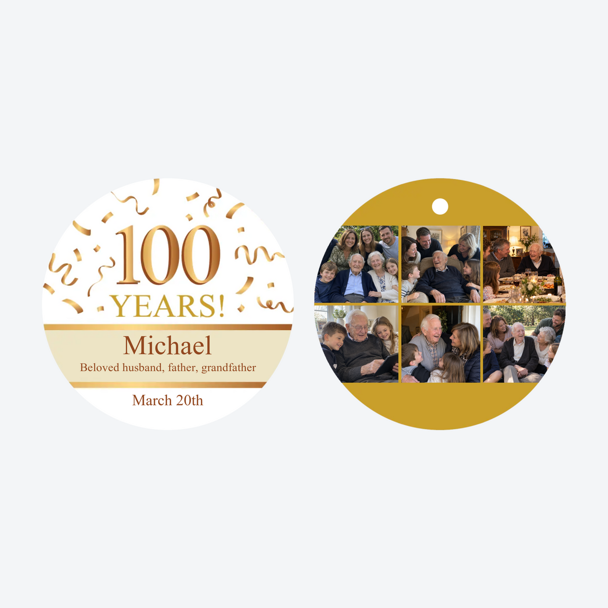 Personalized 100th Birthday Collage Photo Christmas Ornament