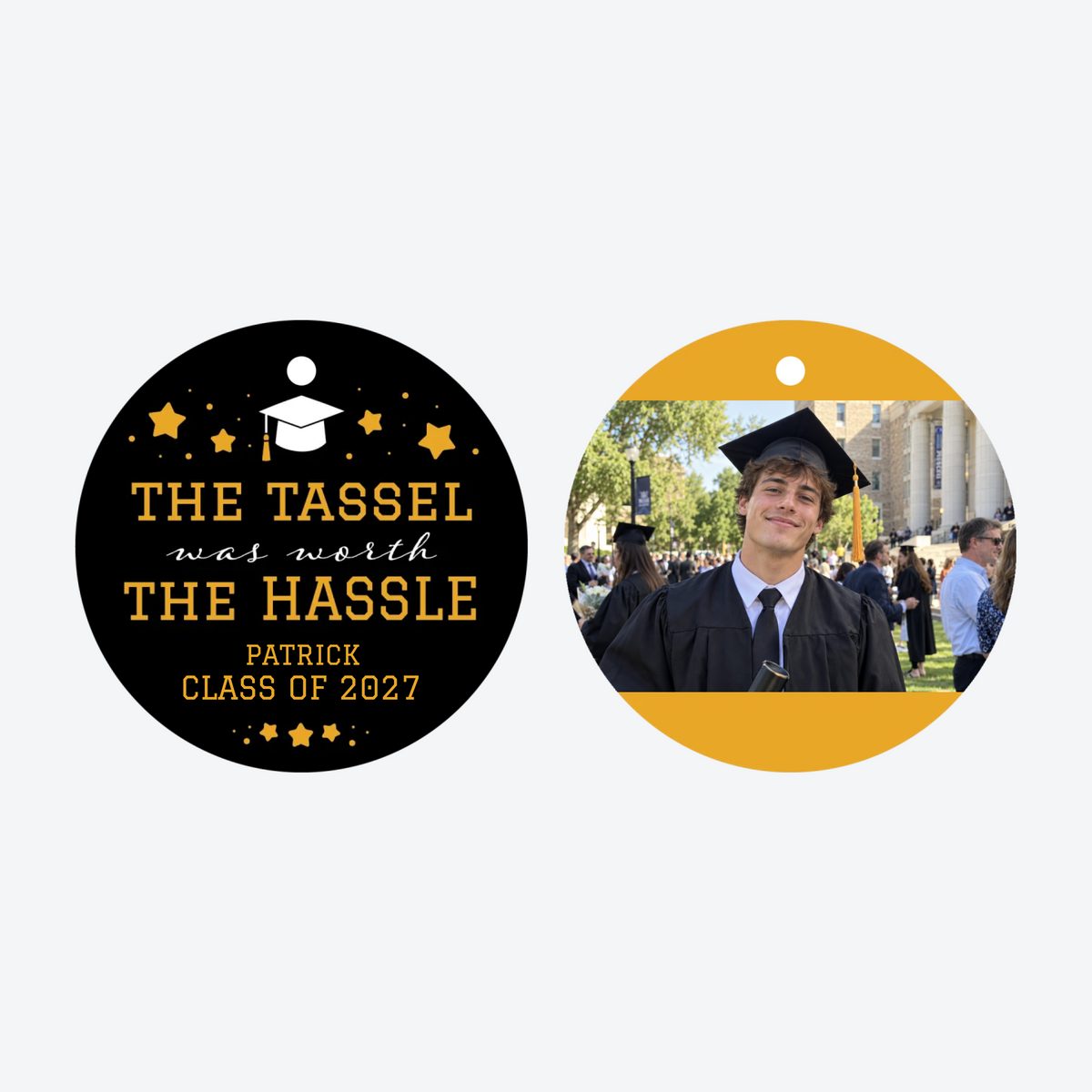 Personalized 'The Tassel Was Worth the Hassle' Graduation Photo Christmas Ornament