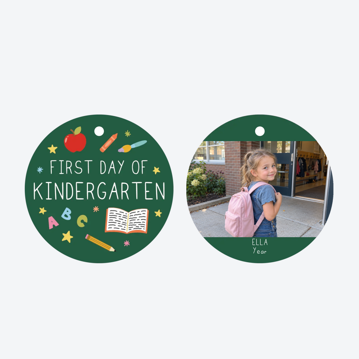 Personalized First Day Kindergarten Photo Christmas Ornament