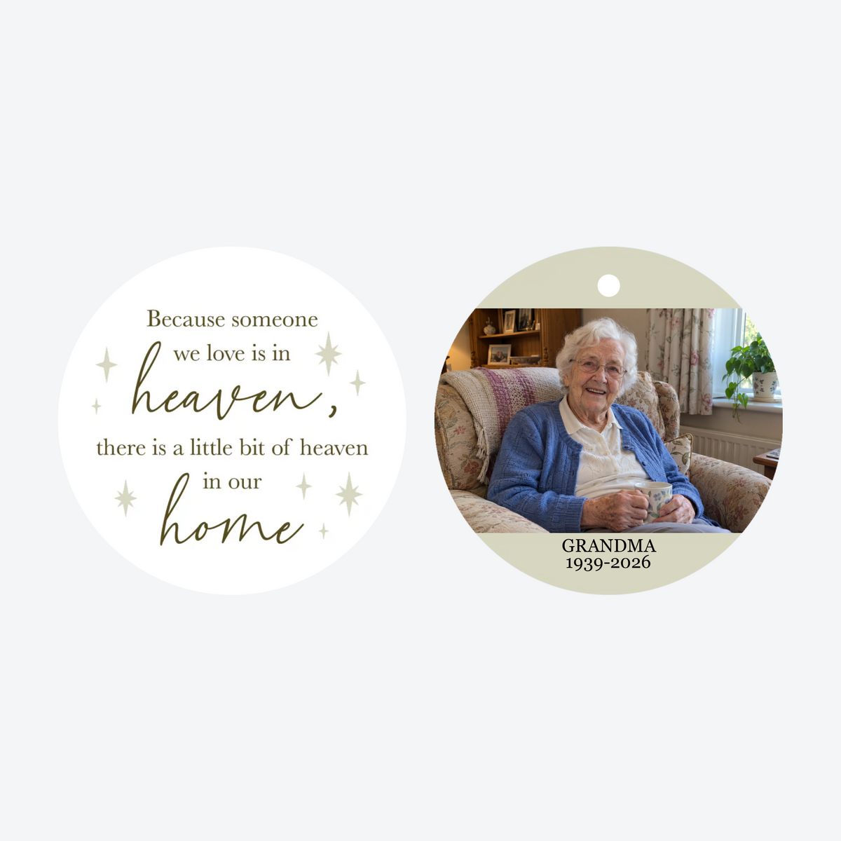 Personalized Heaven Memorial Photo Christmas Ornament