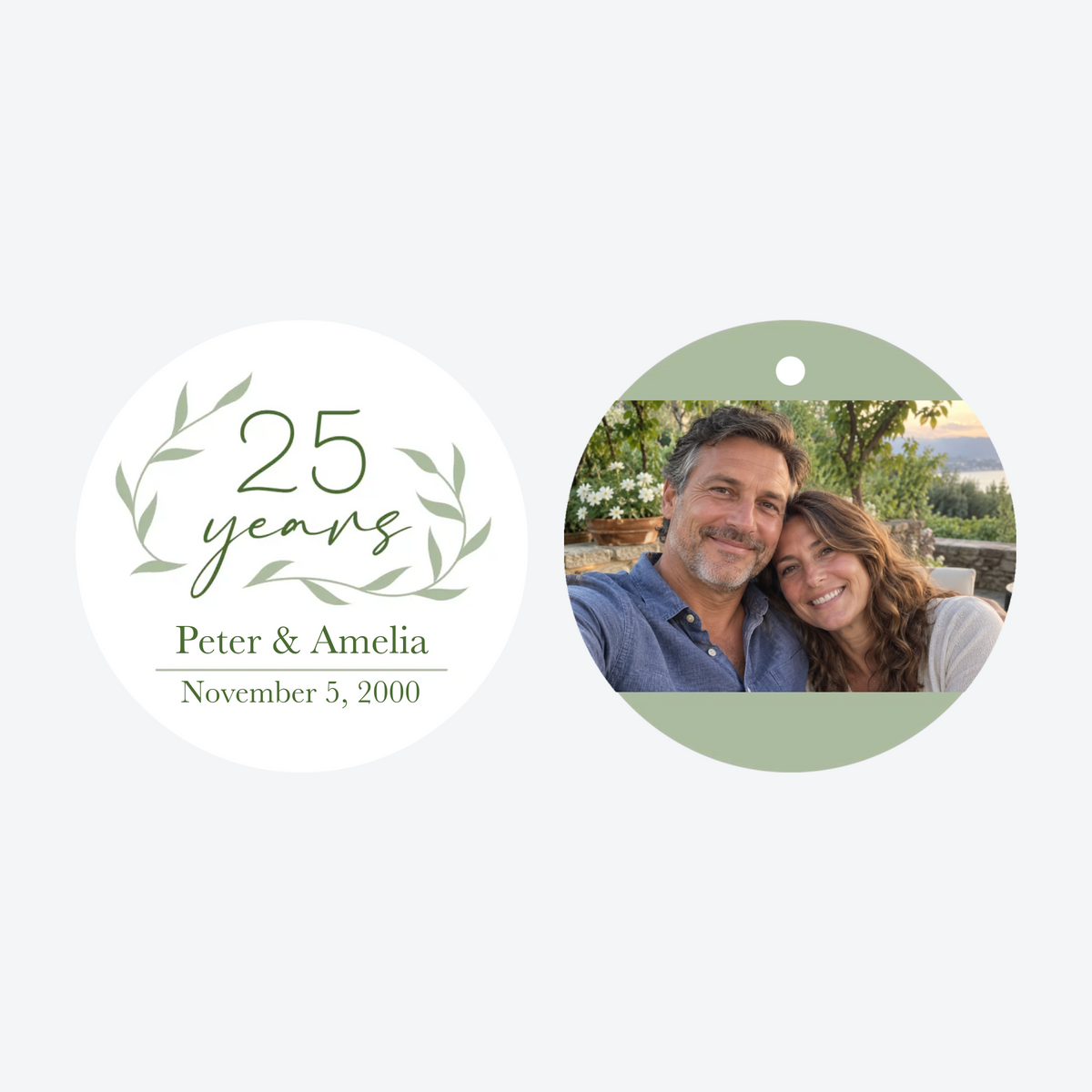 Personalized 25th Anniversary Photo Christmas Ornament