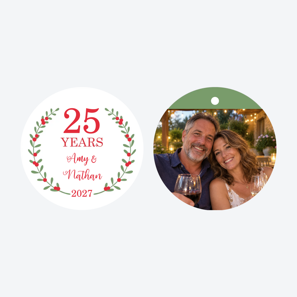 Personalized Anniversary Wreath Photo Christmas Ornament