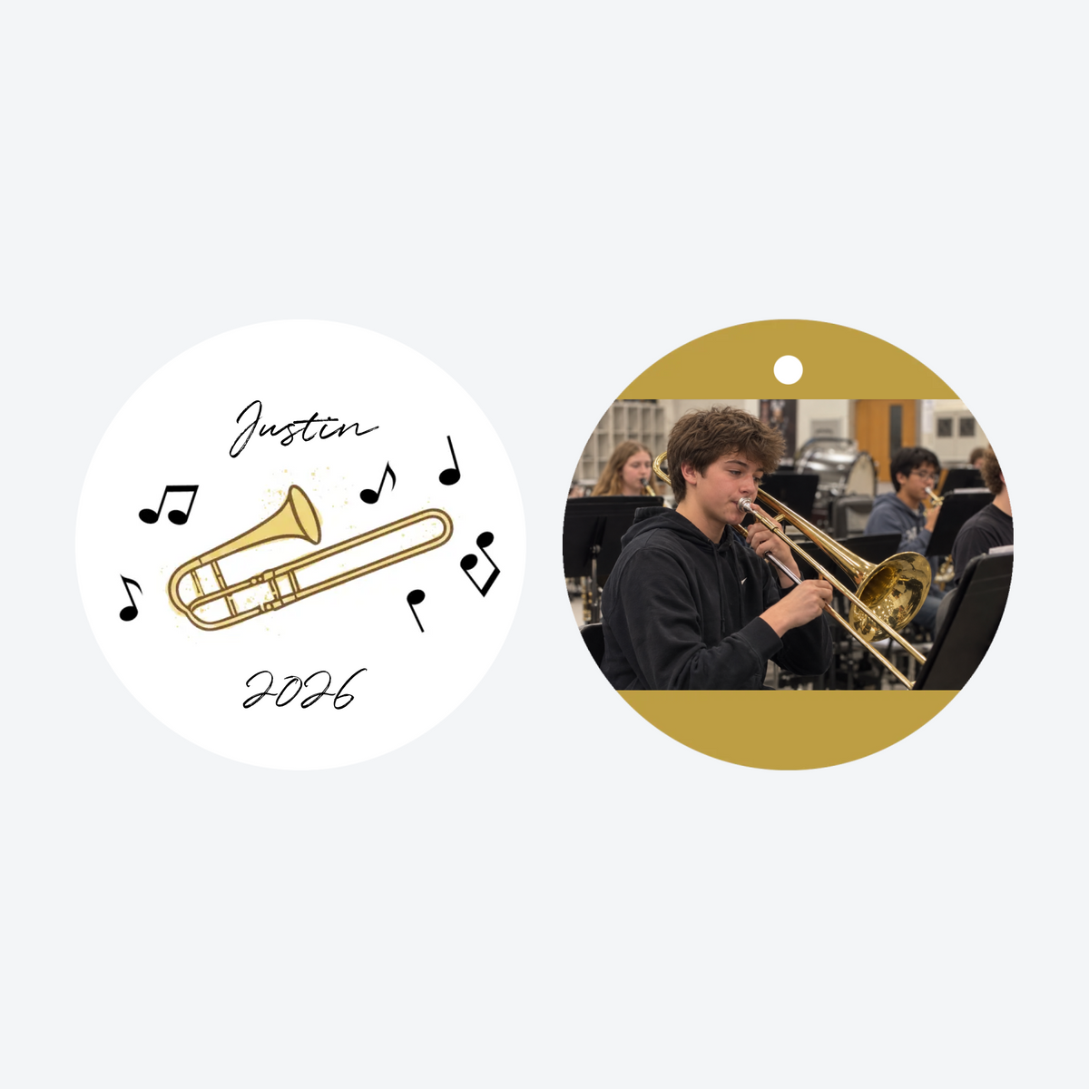 Personalized Trombone Photo Christmas Ornament