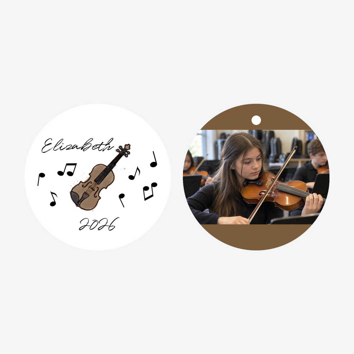 Personalized Violin Photo Christmas Ornament