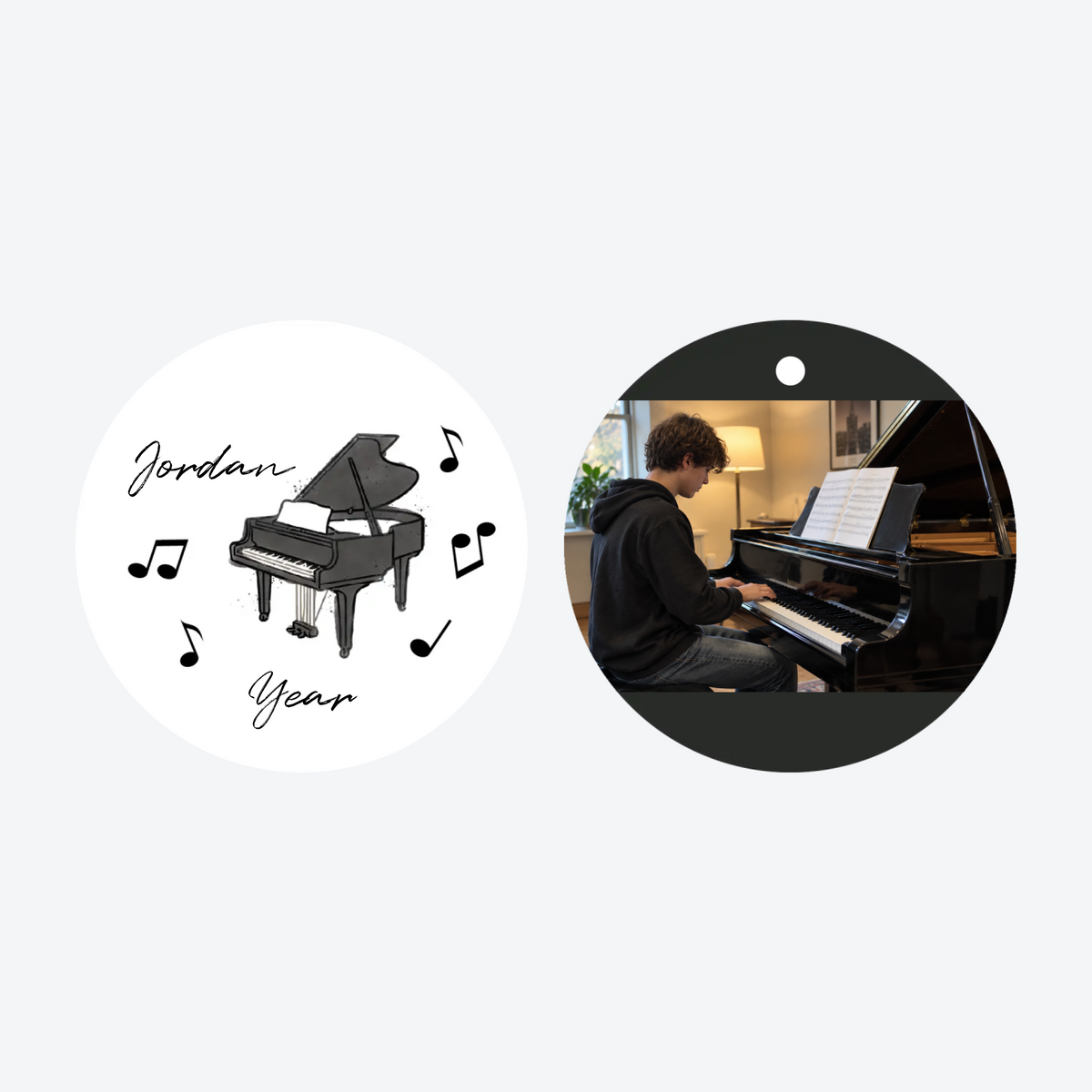 Personalized Piano Photo Christmas Ornament