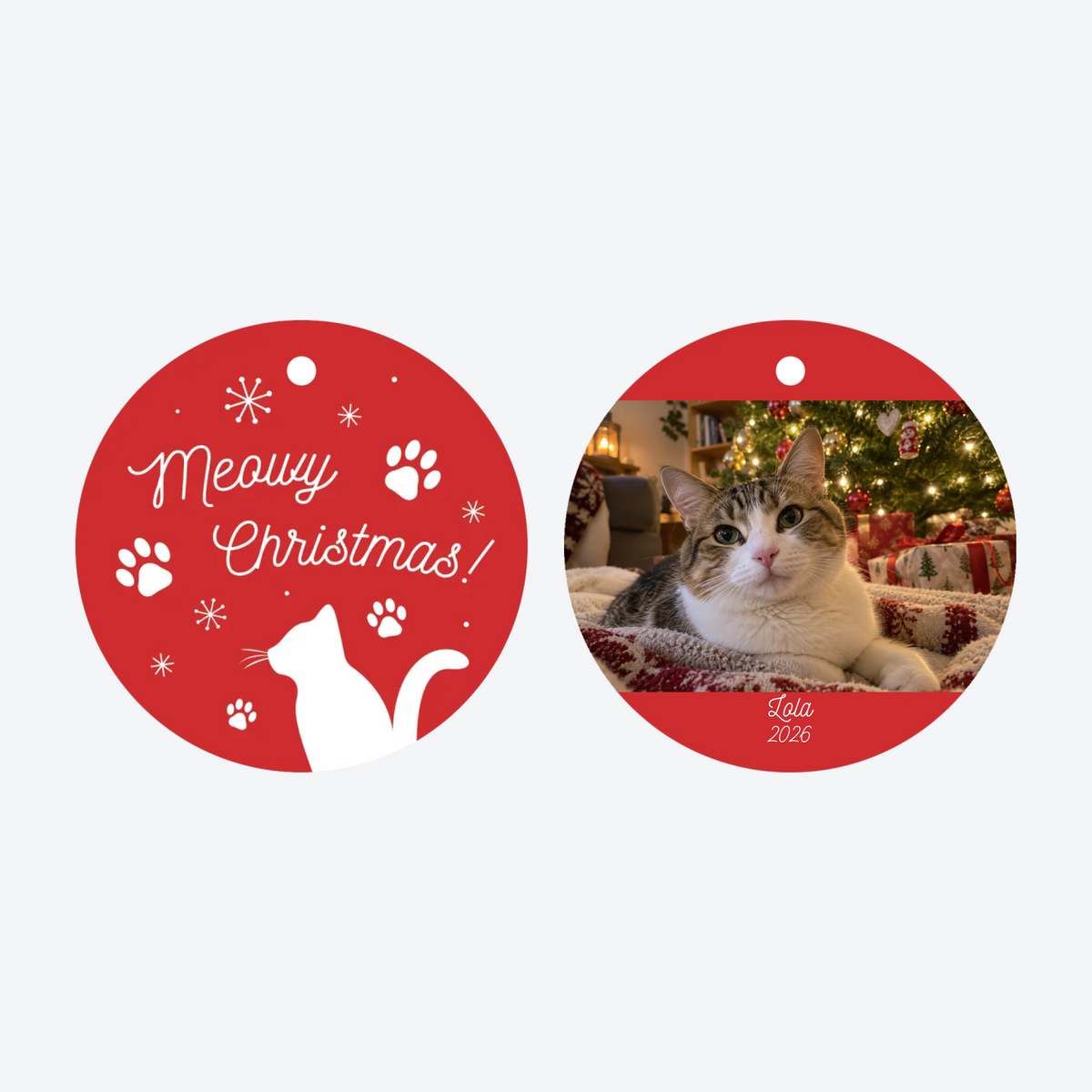 Personalized Cat Photo Christmas Ornament