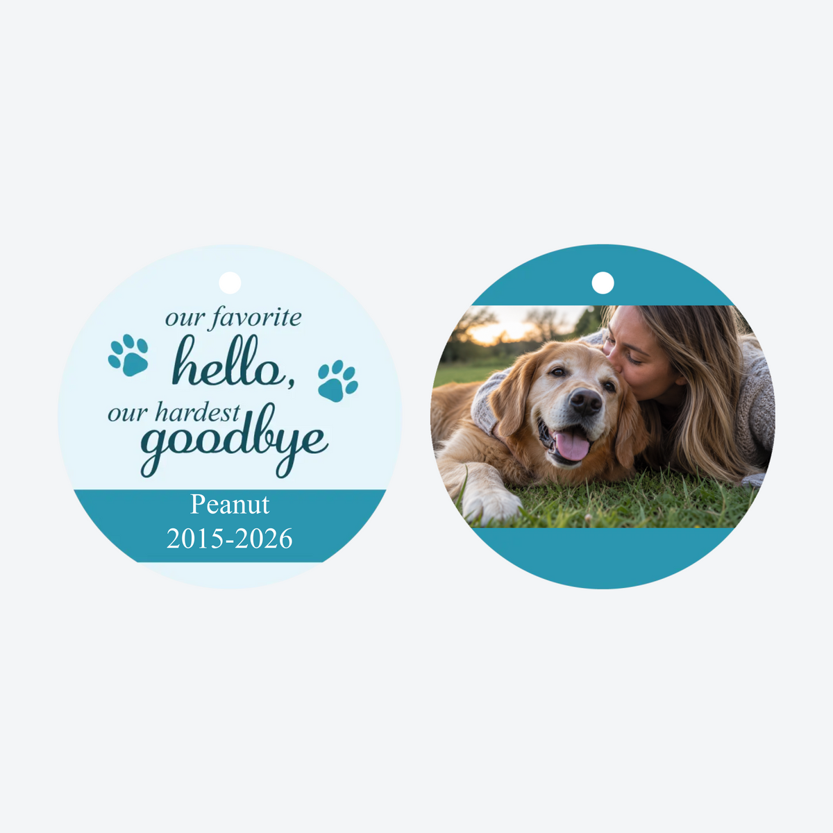Personalized 'Our Favorite Hello, Hardest Goodbye' Dog Christmas Ornament