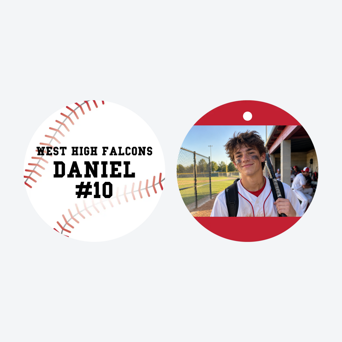Personalized Baseball Player Photo Christmas Ornament