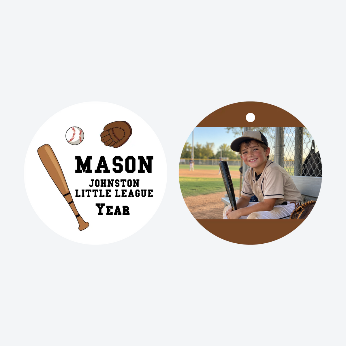 Personalized Baseball Photo Christmas Ornament