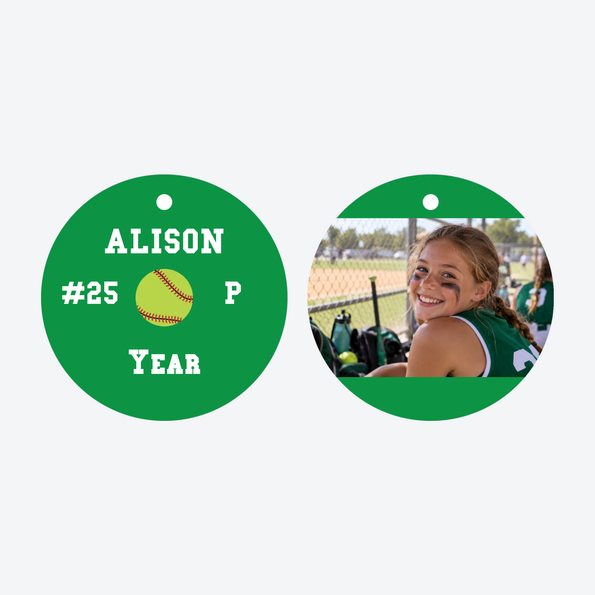 Personalized Softball Photo Christmas Ornament