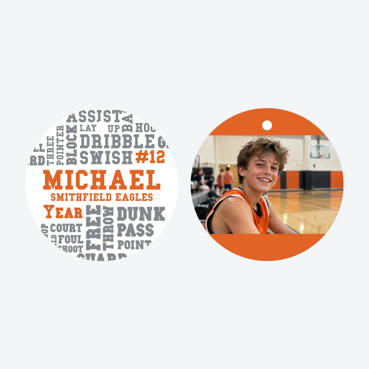 Personalized Word Cloud Basketball Photo Christmas Ornament