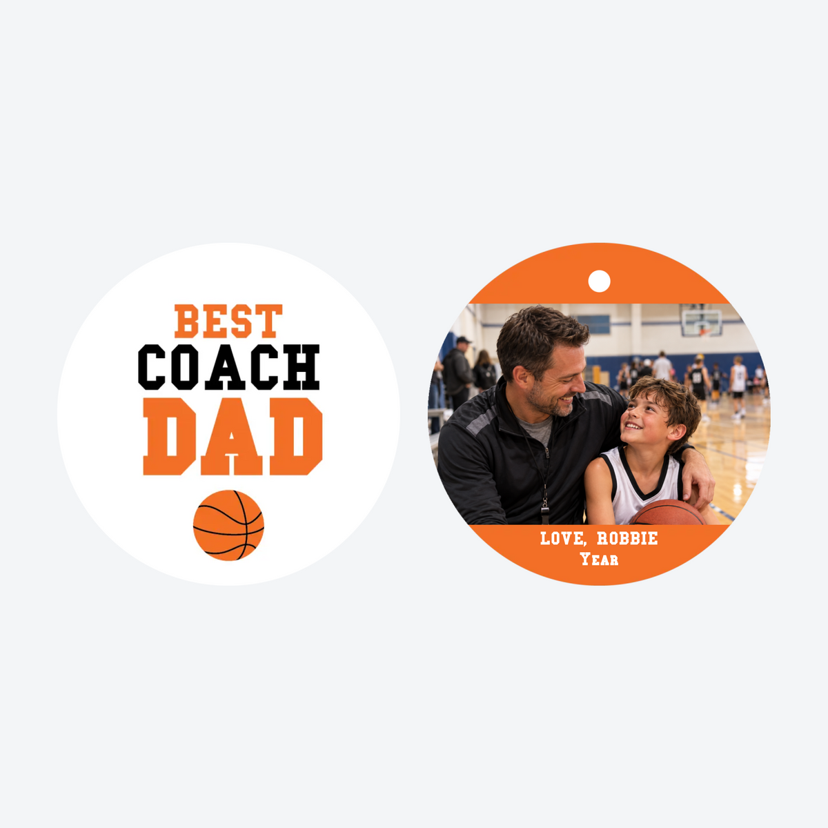 Personalized Best Coach Dad Basketball Photo Christmas Ornament