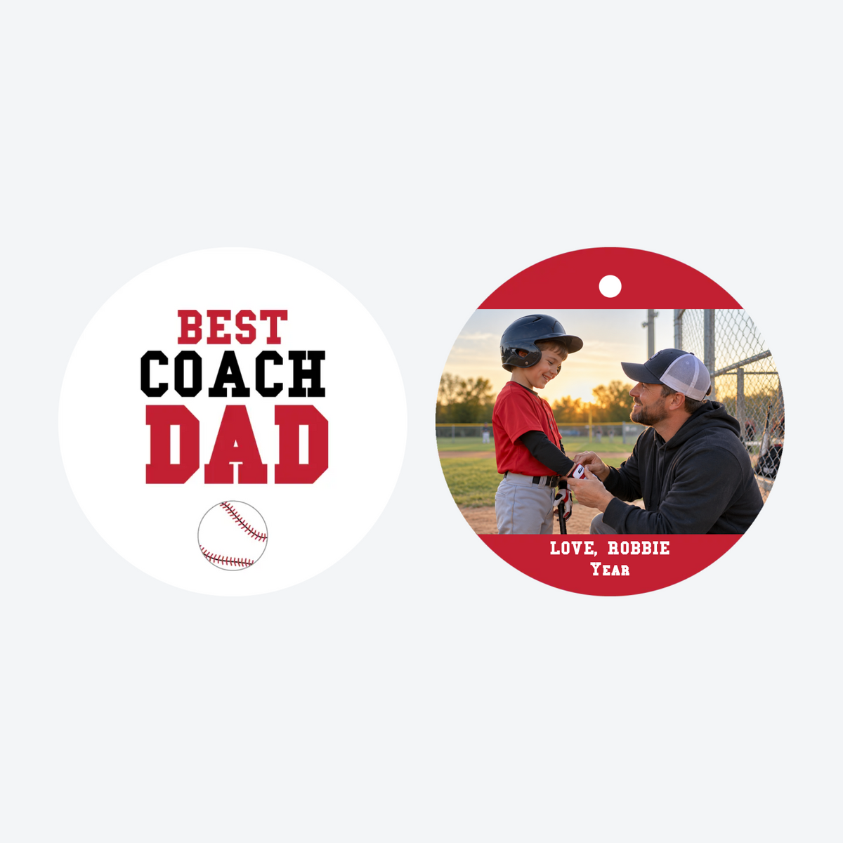 Personalized Best Coach Dad Photo Christmas Ornament