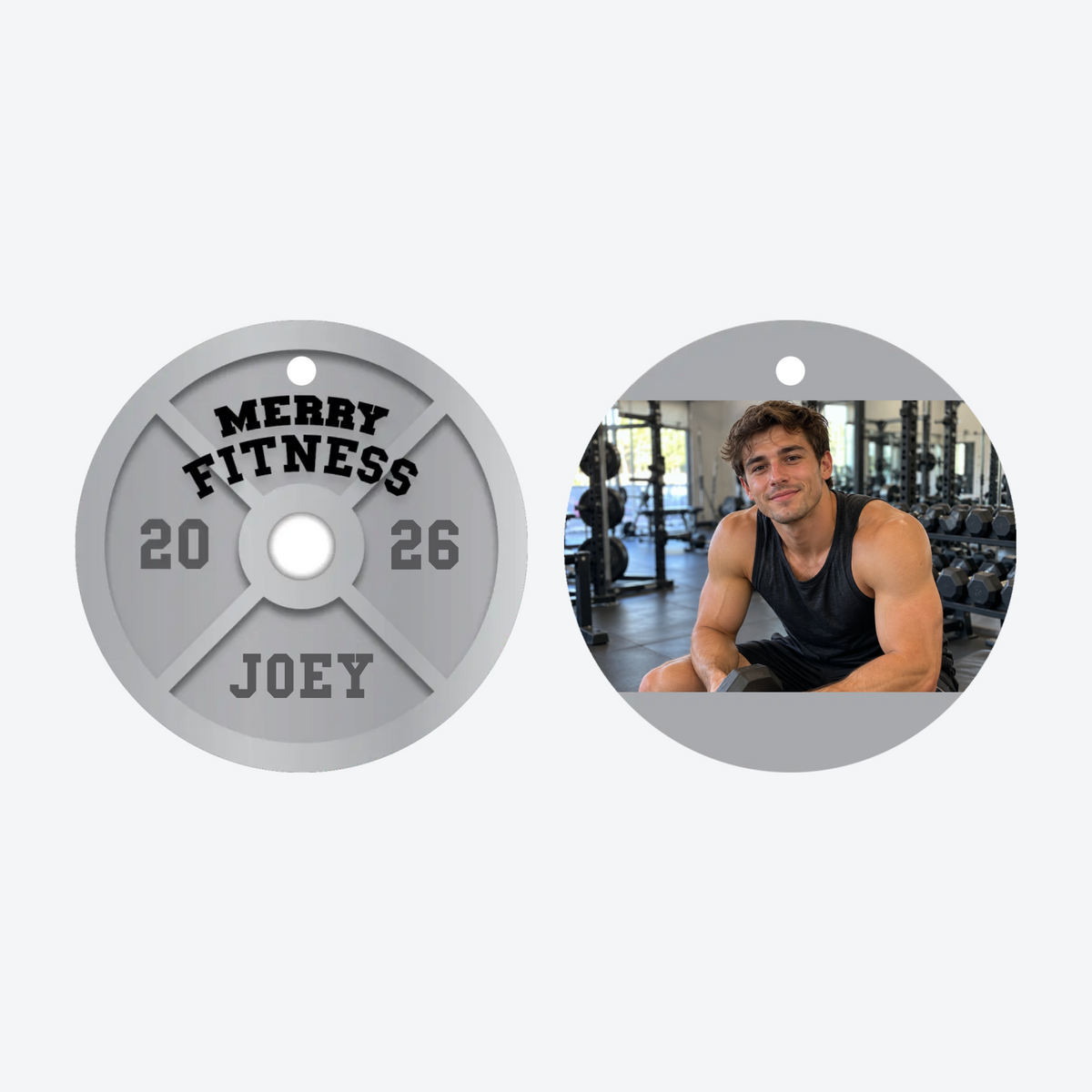 Personalized Fitness Weight Plate Photo Christmas Ornament