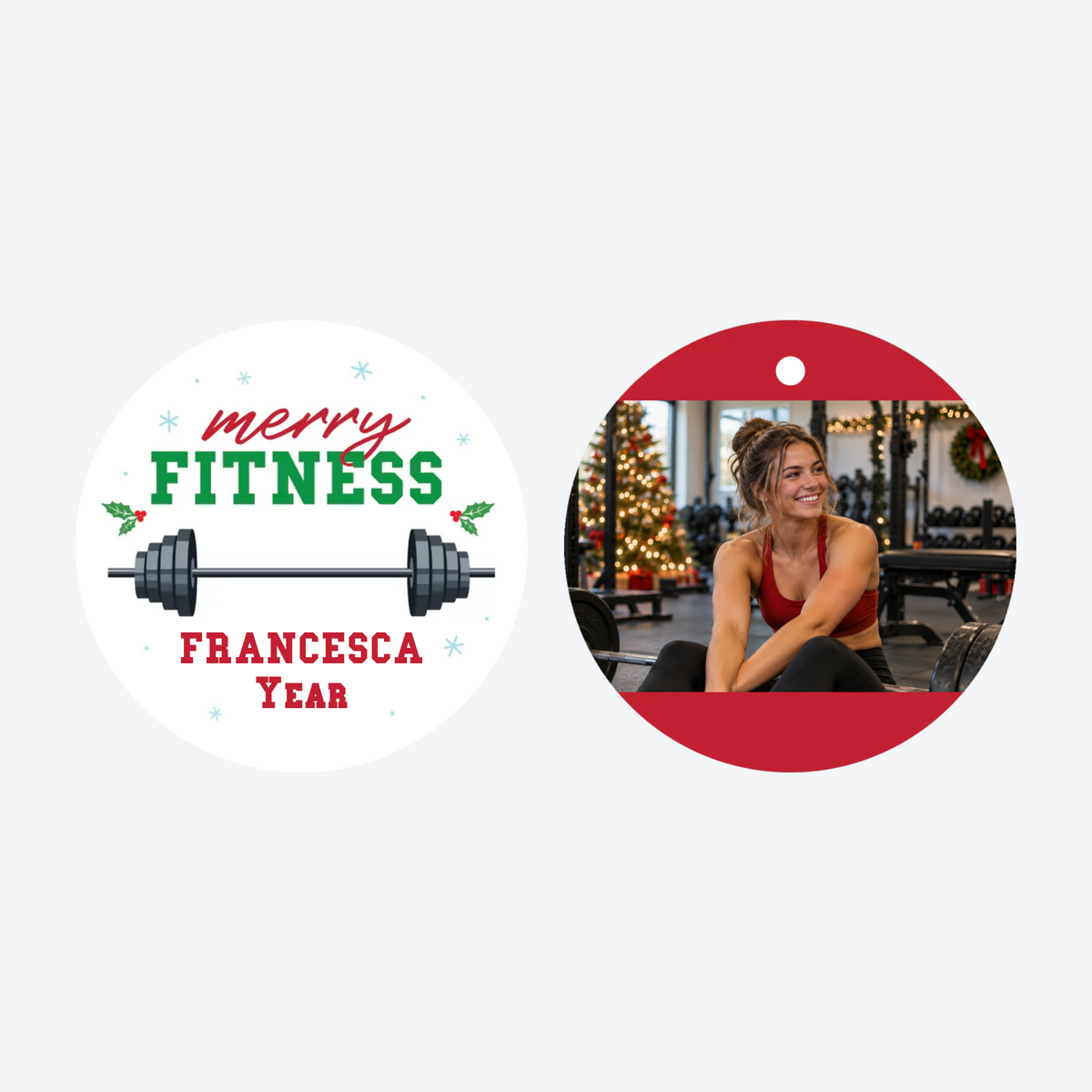 Personalized Merry Fitness Photo Christmas Ornament